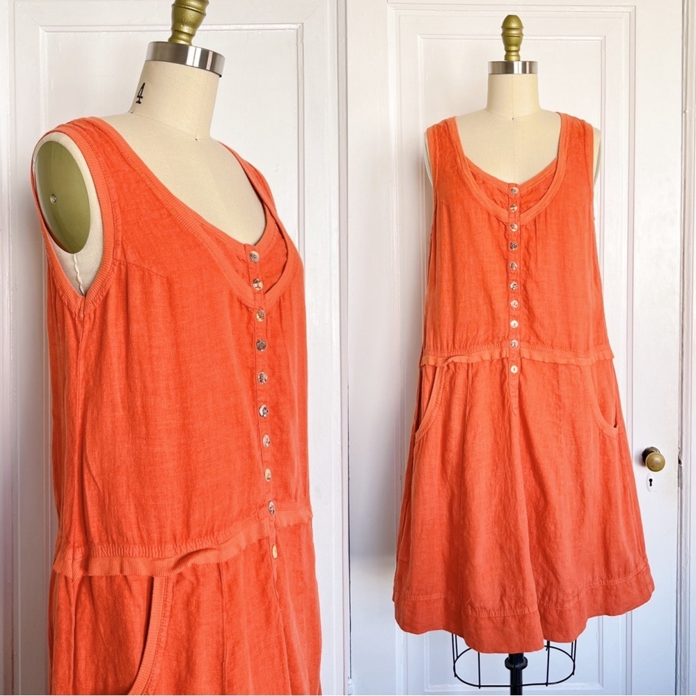 Completo Lino by Arthurio • 100% linen shift dress sleeveless orange lagenlook